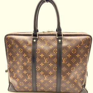 Authentic Louis Vuitton Monogram Macassar Porte Document Voyageurs
